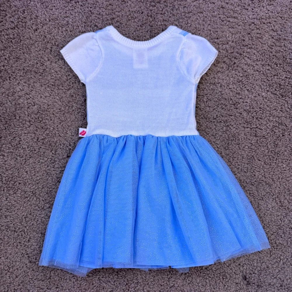 The Wizard of Oz Toddler Girl White Blue Gingham Dorothy Cosplay Sweater Dress
